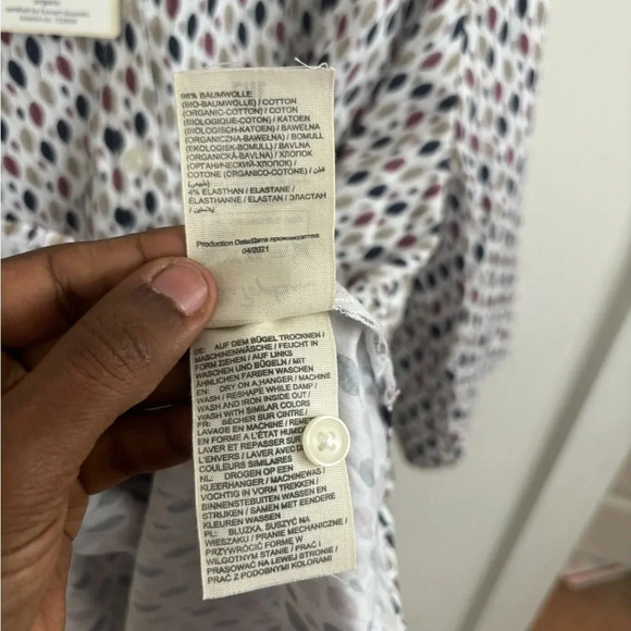 Plus Size Boho Blouse Top 3/4 Sleeve Empire Waist Tunic Dot Print Flowy Mature - Picture 7 of 8